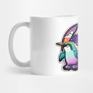 Rainbow Rave Penguin Colourful Neon Mug